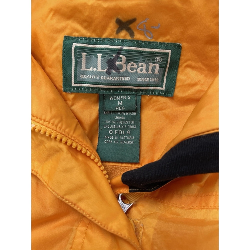 LL Bean Womens Jacket Medium Yellow Gorpcore Hiking Outdoor Fleece Lined Vintage - Picture 4 of 12